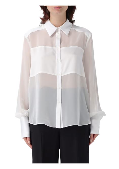 camicia con inserti in raso e collo in contrasto hanita | H.C656.4444CREMA