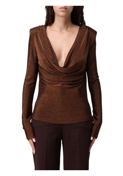 maglia lurex con gronda e spalline hanita | H.M3089.4446BRONZO