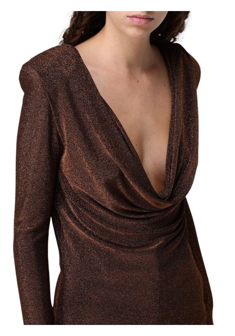 maglia lurex con gronda e spalline hanita | H.M3089.4446BRONZO