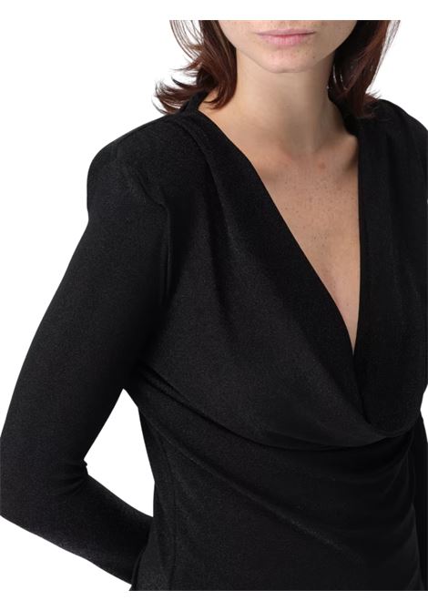 maglia lurex con gronda e spalline hanita | H.M3089.4446NERO