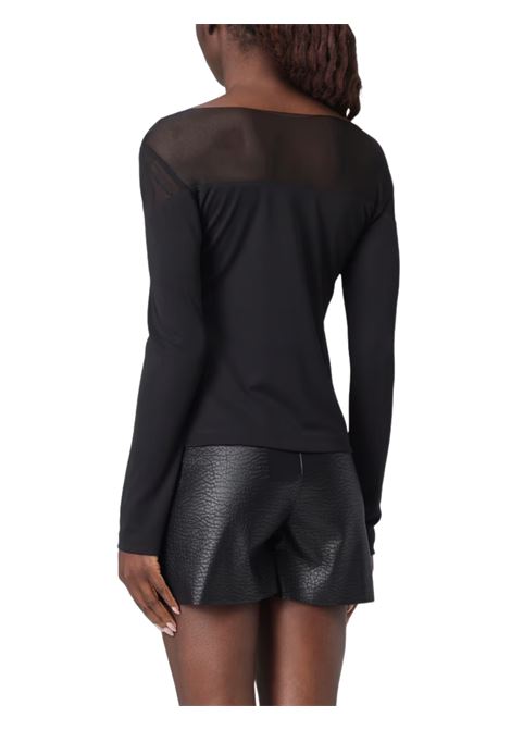 maglia con inserti in tulle hanita | H.M3091.4461NERO