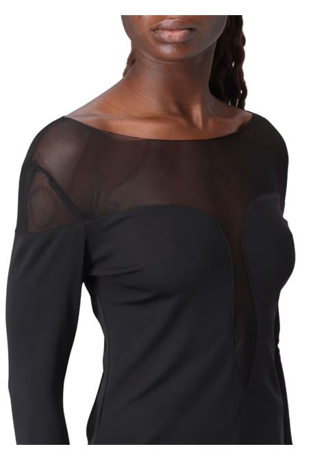 maglia con inserti in tulle hanita | H.M3091.4461NERO