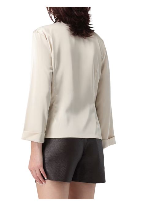 blusa in raso con scollo incrociato e pieghe laterali hanita | H.M3101.4456CREMA
