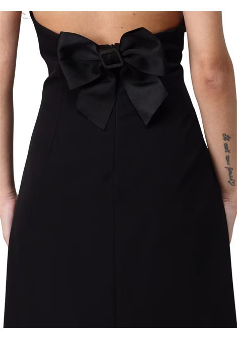 abito mini con scollo america e accessorio fiocco hanita | H.V3689.4447NERO