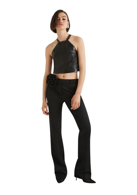 pantalone flare con cintura a fiore - nero Marella | FOSCA005