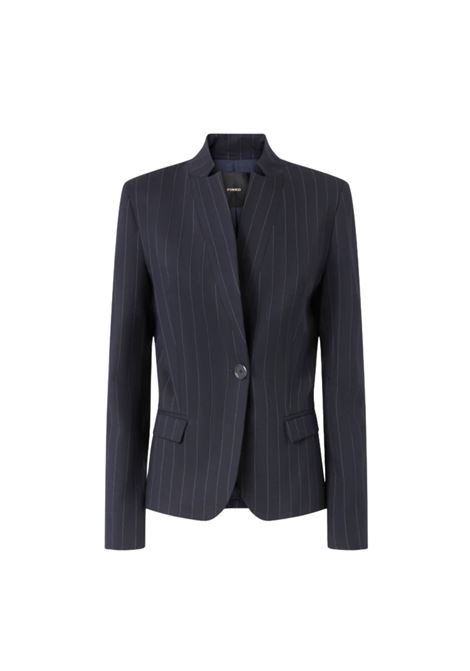 Blazer sfiancato in lana gessata BLU BIANCO Pinko | 105626-A2QYEZ1