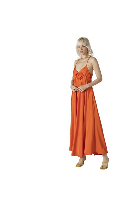 Abito lungo in raso hanita | H.V3634.4284ARANCIO